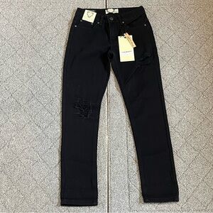 Boohoo Jeans Womens Size 2 Black Distressed Helena Mom Jean Denim Cotton NWT